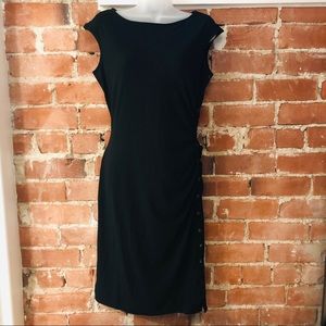 Knee Length Sleeveless Dress with Button Detail